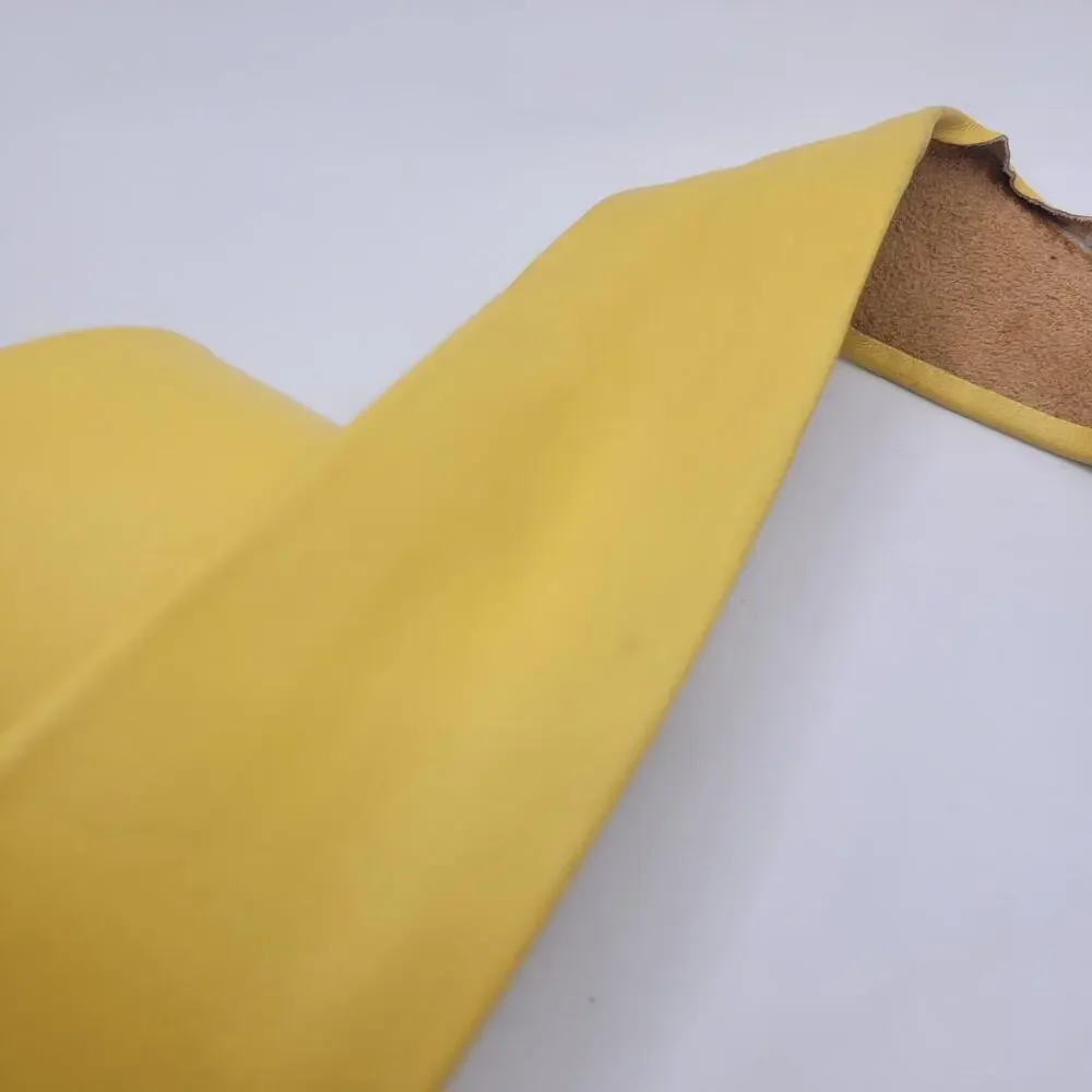 VTG Yellow Leather Belt Medium Wide Waist Gold Sculptural Buckle Boho Statement